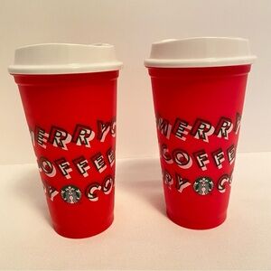 Starbucks 2019 Reusable Red Holiday Cup Limited Edition Merry Coffee